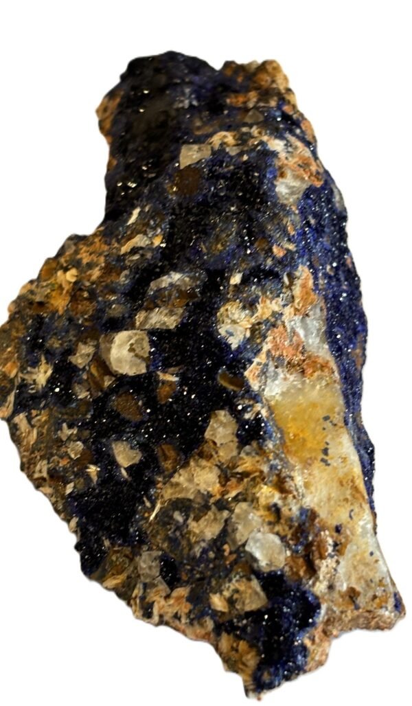Natural azurite malachite freeform specimen 2 sians emporium Raw azurite and malachite freeform mineral specimen with deep blue crystalline crust on natural matrix